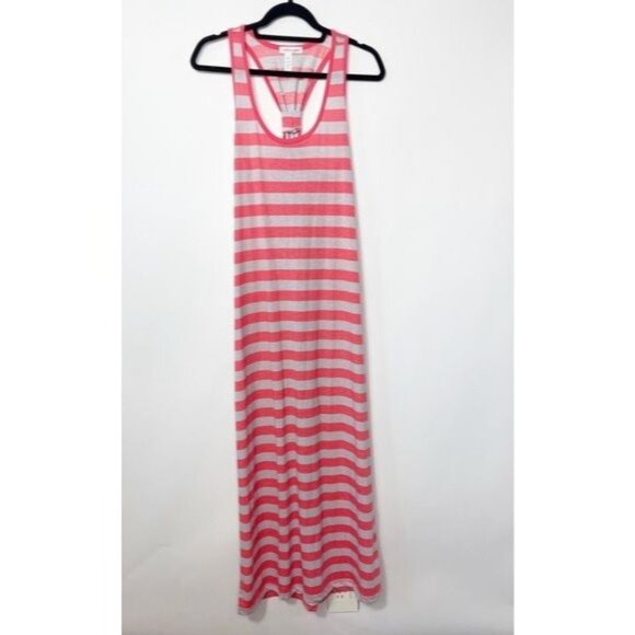 Ambiance Apparel Pink & Gray Striped Maxi Dress Sleeveless Racerback Large - Picture 2 of 6